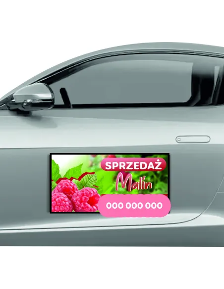 Magnes na samochód reklama magnetyczna 60x30 cm sprzedaż malin
