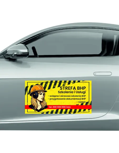 Magnes na samochód reklama magnetyczna 60x30 cm szkolenia i usługi