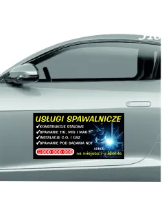 Magnes na samochód reklama magnetyczna 60x30 cm usługi spawalnicze