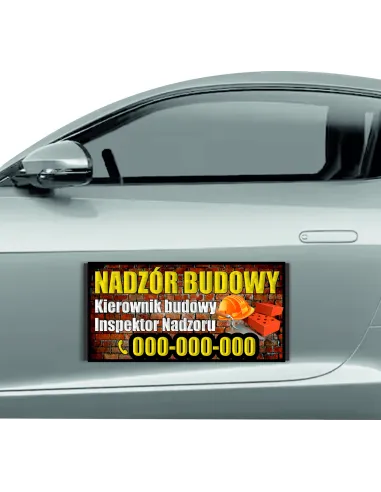 Magnes na samochód reklama magnetyczna 60x30 cm nadzór budowy