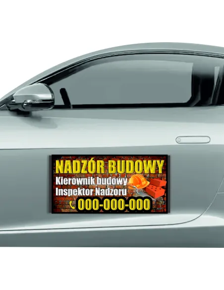 Magnes na samochód reklama magnetyczna 60x30 cm nadzór budowy