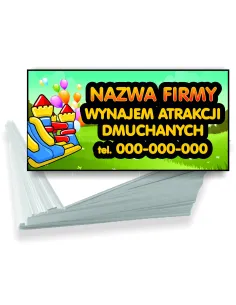 Wizytówki firmowe reklamowe 100szt różne wzory wynajem zjeżdzalni