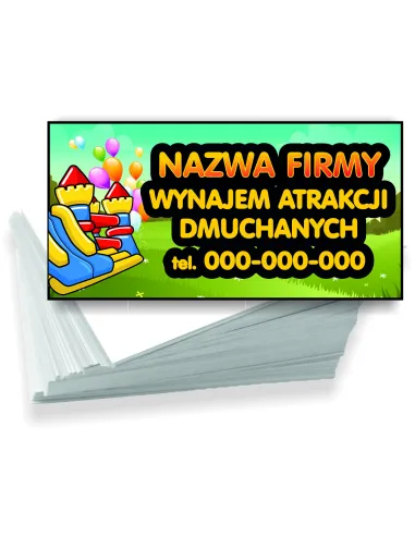 Wizytówki firmowe reklamowe 100szt różne wzory wynajem zjeżdzalni