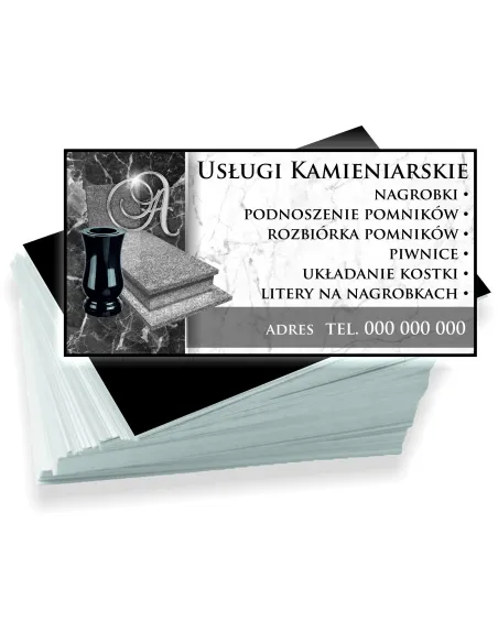 Wizytówki firmowe reklamowe 100szt różne wzory usługi kamieniarskie