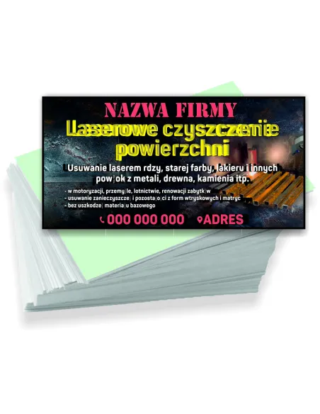 Wizytówki firmowe reklamowe 100szt różne wzory laserowe czyszczenie powierzchni