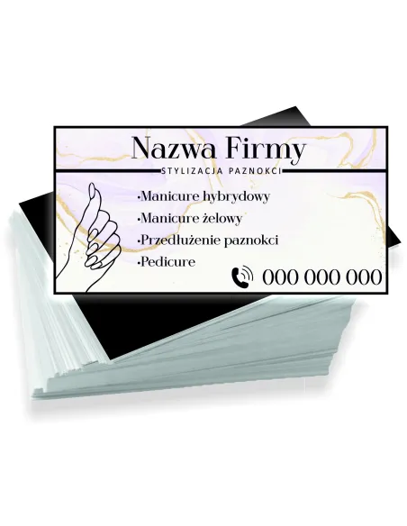 Wizytówki firmowe reklamowe 100szt różne wzory stylizacja paznokci
