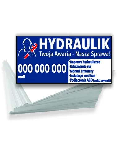 Wizytówki firmowe reklamowe 100szt różne wzory hydraulik