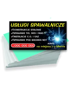 Wizytówki firmowe reklamowe 100szt różne wzory usługi spawalnicze
