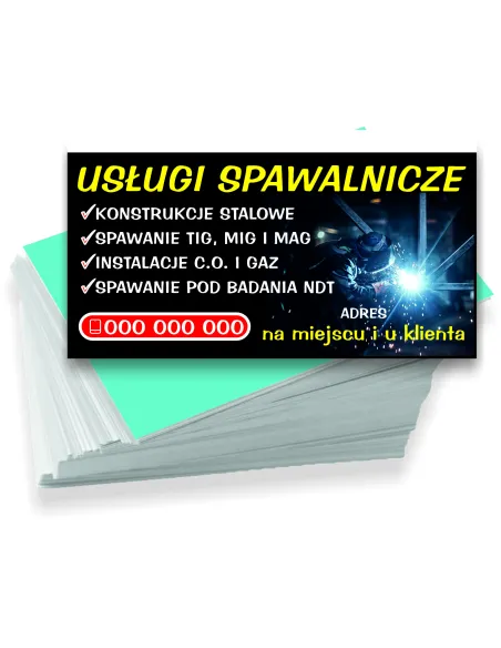 Wizytówki firmowe reklamowe 100szt różne wzory usługi spawalnicze