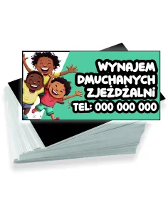 Wizytówki firmowe reklamowe 100szt różne wzory wynajem dmuchanych zjeżdzalni
