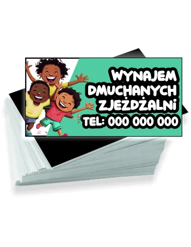 Wizytówki firmowe reklamowe 100szt różne wzory wynajem dmuchanych zjeżdzalni