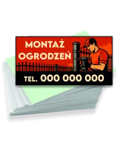 Wizytówki firmowe reklamowe 100szt różne wzory montaż ogrodzeń