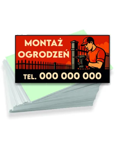 Wizytówki firmowe reklamowe 100szt różne wzory montaż ogrodzeń