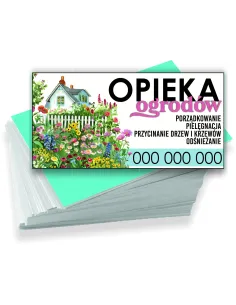Wizytówki firmowe reklamowe 1000szt różne wzory opieka ogrodów