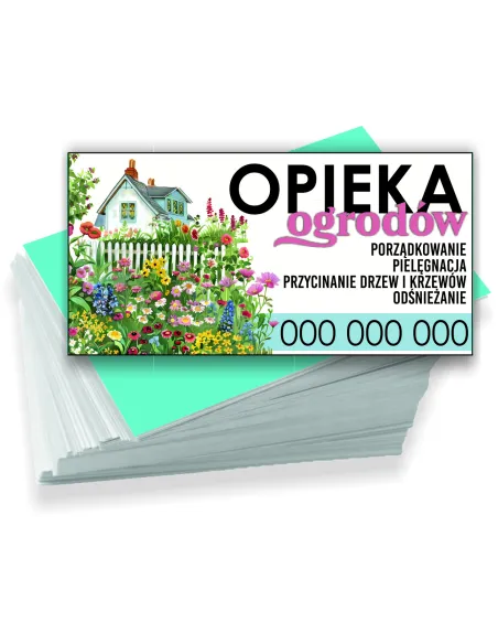 Wizytówki firmowe reklamowe 1000szt różne wzory opieka ogrodów