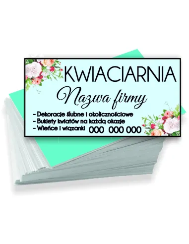 Wizytówki firmowe reklamowe 1000szt różne wzory kwieciarnia