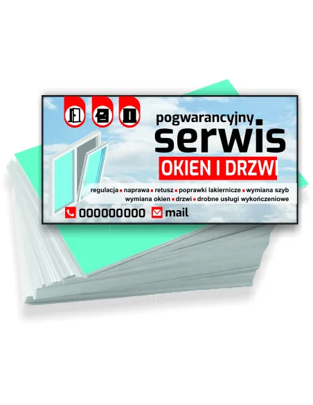 Wizytówki firmowe reklamowe 1000szt różne wzory serwis okien i drzwi