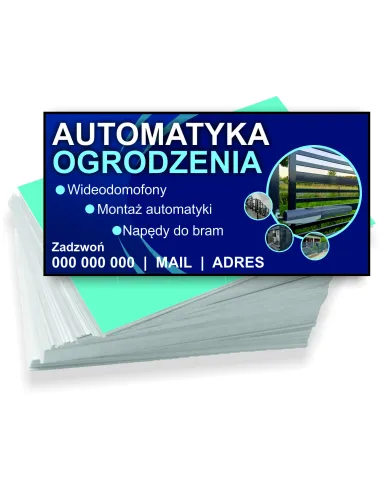 Wizytówki firmowe reklamowe 200 szt różne wzory automatyczne ogrodzenia