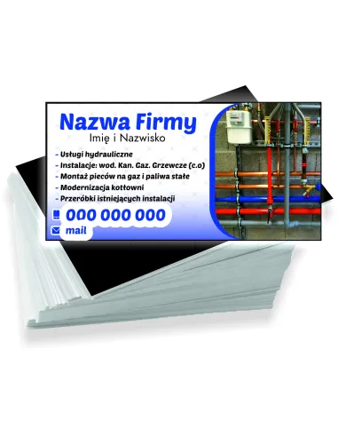 Wizytówki firmowe reklamowe 200 szt różne wzory usługi i instalacje hydrauliczne