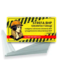 Wizytówki firmowe reklamowe 200 szt różne wzory szkolenia i usługi BHP