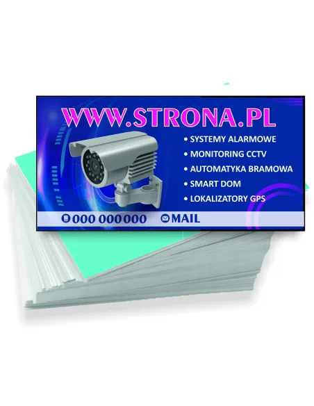 Wizytówki firmowe reklamowe 200 szt różne wzory systemy alarmowe i monitoring