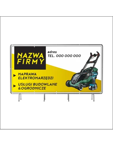 Reklamowy baner oczkowany 100x50 cm naprawa i usługi budowlane/ogrodnicze