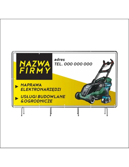 Reklamowy baner oczkowany 100x50 cm naprawa i usługi budowlane/ogrodnicze