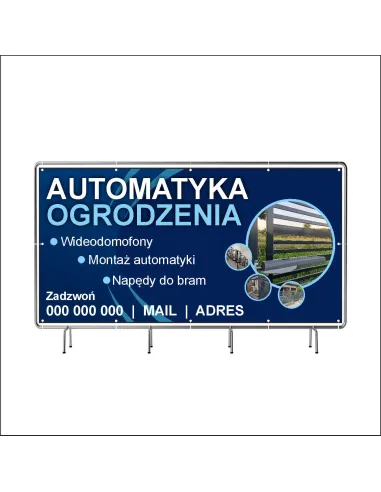 Reklamowy baner oczkowany 100x50 cm automatyka ogrodzenia