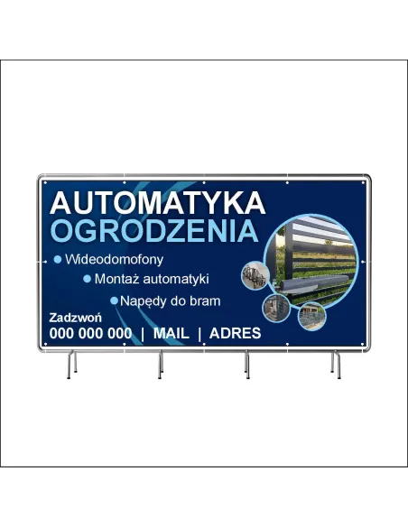 Reklamowy baner oczkowany 100x50 cm automatyka ogrodzenia
