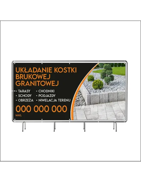 Reklamowy baner oczkowany 100x50 cm układanie kostki