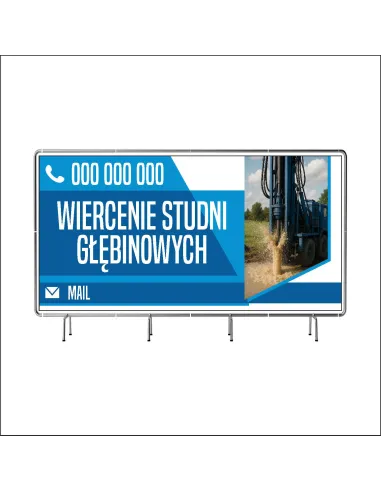 Reklamowy baner oczkowany 100x50 cm wiercenie studni