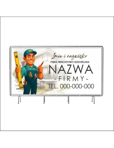 Reklamowy baner oczkowany 100x50 cm firma remontowo budowlana