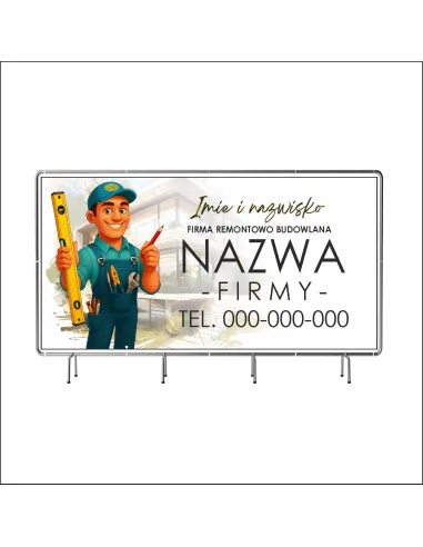 Reklamowy baner oczkowany 100x50 cm firma remontowo budowlana