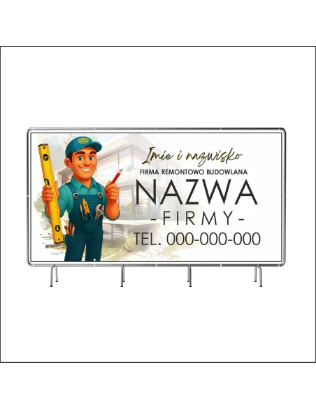 Reklamowy baner oczkowany 100x50 cm firma remontowo budowlana