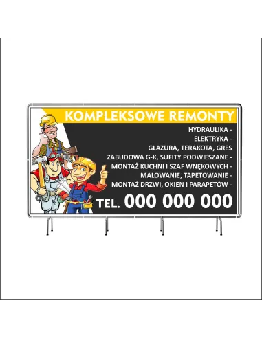 Reklamowy baner oczkowany 100x50 cm kompleksowe remonty