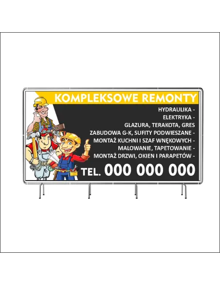 Reklamowy baner oczkowany 100x50 cm kompleksowe remonty