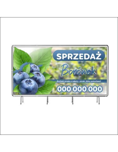 Reklamowy baner oczkowany 100x50 cm sprzedaż borówek