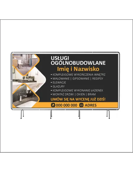 Reklamowy baner oczkowany 100x50 cm usługi wykończenia wnętrz