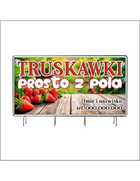 Reklamowy baner oczkowany 100x50 cm truskawki