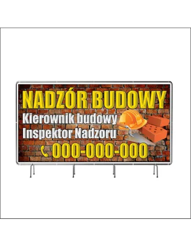 Reklamowy baner oczkowany 100x50 cm nadzór budowy