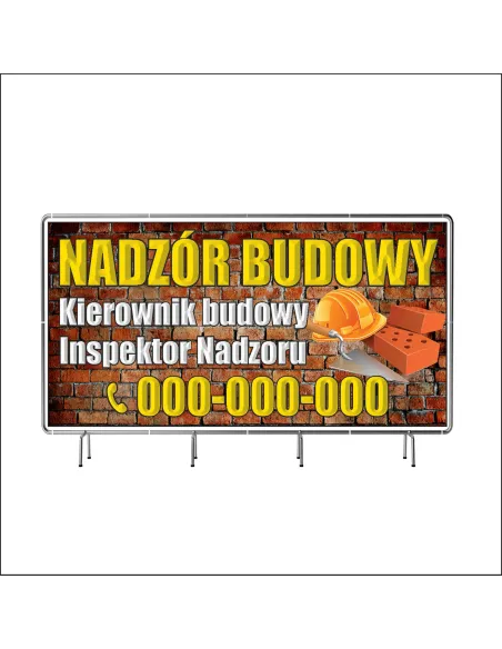 Reklamowy baner oczkowany 100x50 cm nadzór budowy