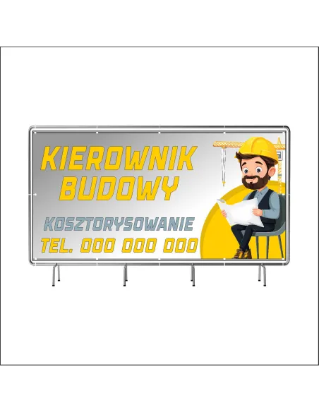 Reklamowy baner oczkowany 200x100 cm kierownik budowy