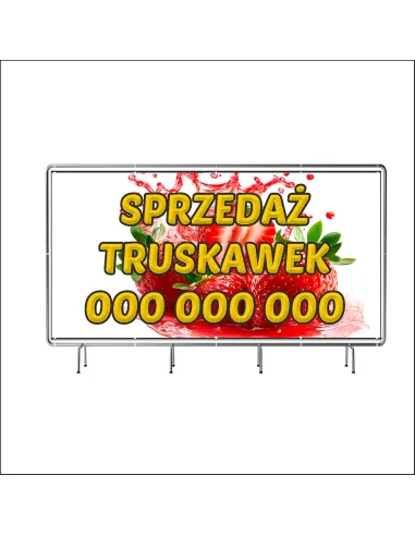 Reklamowy baner oczkowany 200x100 cm sprzedaż truskawek