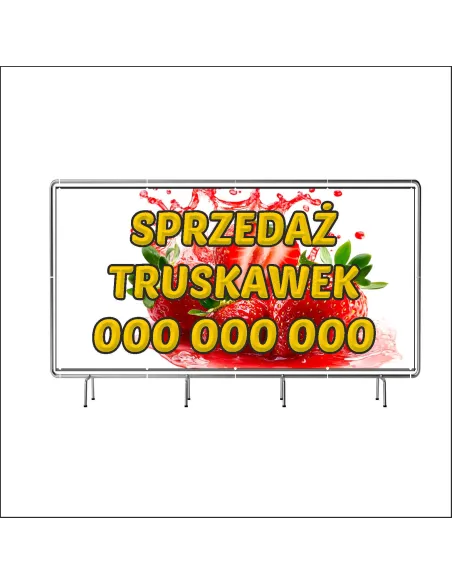 Reklamowy baner oczkowany 200x100 cm sprzedaż truskawek