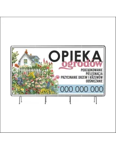 Reklamowy baner oczkowany 200x100 cm opieka ogrodów