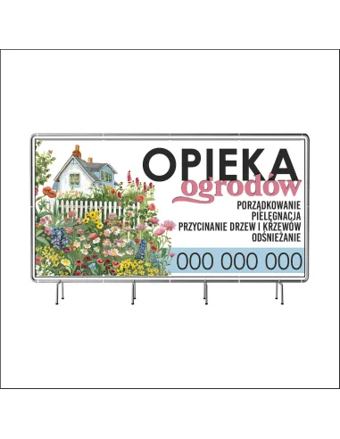 Reklamowy baner oczkowany 200x100 cm opieka ogrodów