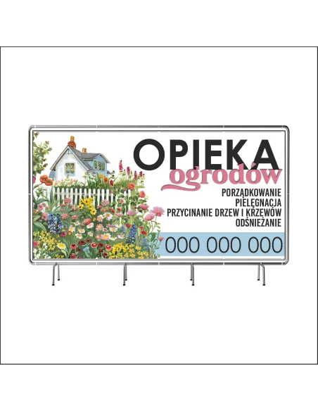 Reklamowy baner oczkowany 200x100 cm opieka ogrodów