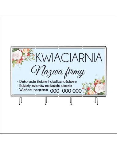 Reklamowy baner oczkowany 200x100 cm kwieciarnia