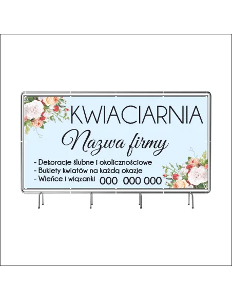 Reklamowy baner oczkowany 200x100 cm kwieciarnia
