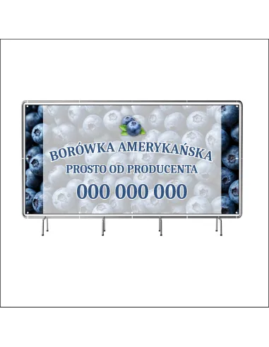 Reklamowy baner oczkowany 200x100 cm sprzedaż borówek amerykańskich